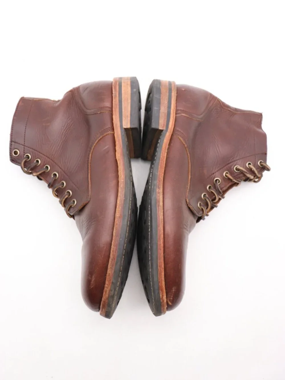 Oak Street Bootmakers Men's Size 8.5 Brown Trench Leather Boots Handcrafted iUSA